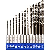 Sinyeenglon Hex Shank Cobalt Drill Bit Set for Metal and Hardened Steel, 13Pcs 1/16"-1/4" M35 HSS Twist Drill Bits for Impact Driver, with Index Holder