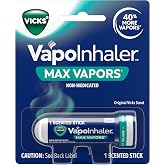 Vicks VapoInhaler MAX, On-the-Go Portable Nasal Inhaler, Non-Medicated, with Refreshing Vicks Vapors, Menthol Scent, 1 Scented Stick