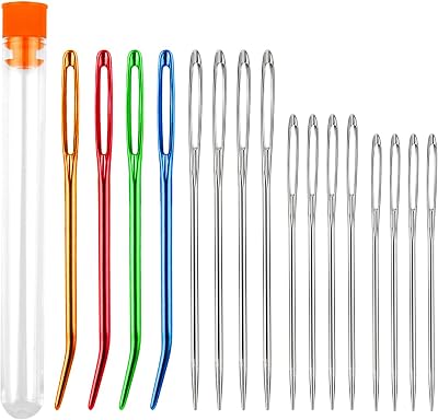 Udewo 16 Pcs Large Eye Blunt Needles Wool Knitting Tapestry Sewing Set