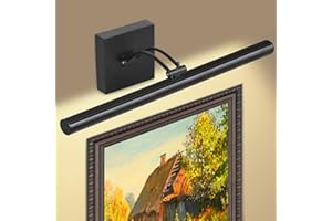 ISUERFY LED Picture Light Dimmable 12W 16.54", Adjustable Art Light for Paintings CRI95+, Modern Metal Frame Lamp for Wall Gallery Artwork Hallway Dartboard Portrait Mirror, Hardwired 3000K Warm White(Black)