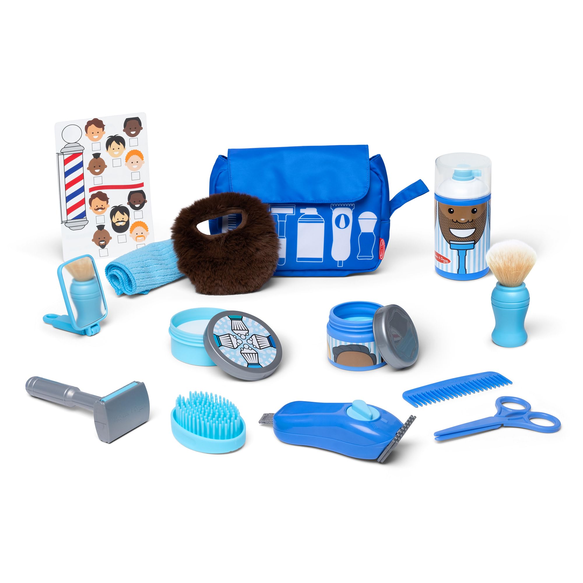 Photo 1 of Melissa & Doug Barber Shop Pretend Play Set for Kids (16 Piece) – Shaving Toys, Wearable Beard & Grooming Accessories – Role Play Kit for Boys & Girls Ages 3+