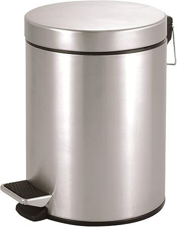 Ribelli Treteimer 5 l silberner Mülleimer ALS Abfalleimer Kosmetikeimer