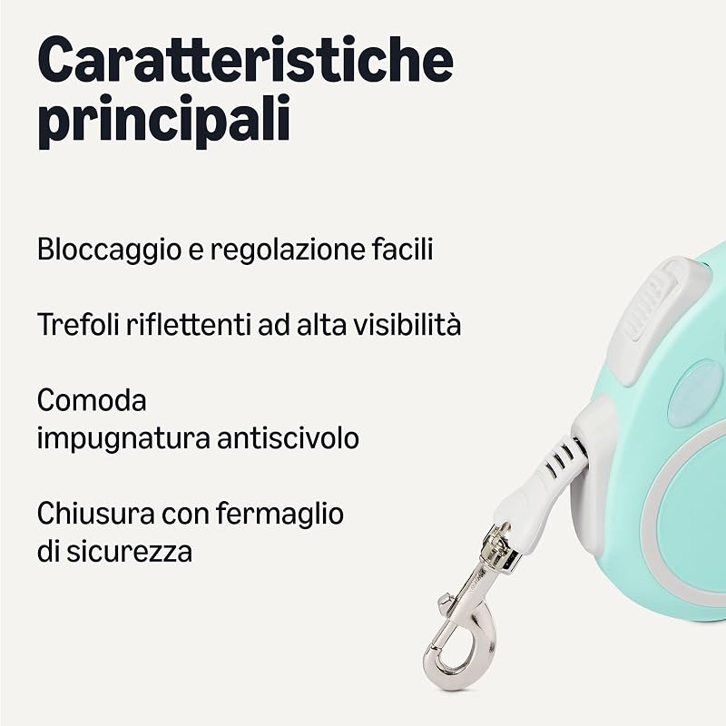 Retractable Dog Leash, Reflective with Ergonomic Handle, Large