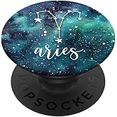 Aries - Aqua Astrological Horoscope Zodiac Star Sign PopSockets PopGrip: Swappable Grip for Phones & Tablets