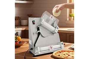 ATTRACOAST Automatic Commercial Dough Sheeter, 16" Electric Pizza Dough Roller, Stainless Steel, Suitable for Noodle Pizza Bread and Pasta Maker Equipment