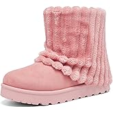Lurnyet Women's Platform Suede Ankle Snow Boots Winter Warm Fuzzy and Plush Fur Lined Anti-Slip Short Pull On Cuff Boots