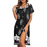 Ekouaer House Dresses for Women with Pockets Button Down Nightgowns Plus Size Moo Moos Mumu Dresses Floral Print S-3XL