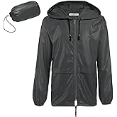 COOFANDY Mens Packable Rain Jacket Lightweight Waterproof Raincoat with Hood Outdoor Rain Gear Travel Hiking Cycling