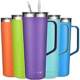 mininoo 24 oz Tumbler with Handle, Insulated Travel Coffee Mug with Lid and Straws, Stainless Steel Coffee Tumbler Leak-proof