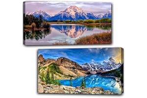 OFRKE 2 Pack Diamond Painting Kits，Large 5D DIY Mountain Lake Diamond Painting Kits for Adults，DIY Full Drill Crystal Rhinestone Arts and Crafts，Gem Art Painting with Diamond Home Wall Decor (28X16inch)