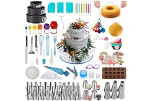 390PCS Cake Decorating Supplies Kit, Baking Tools Set for Cakes – 3 Packs Springform Cake Pans Cake Rotating Turntable 48 Num