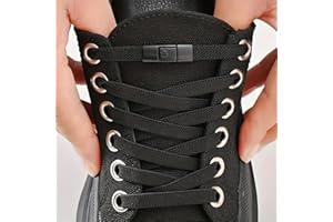1-Pair Pack No-Tie Shoelace Set, Lazy Shoelaces, Stylish Buckle Shoelaces: 2 Elastic Shoelaces + 2 Shoelace Buckles