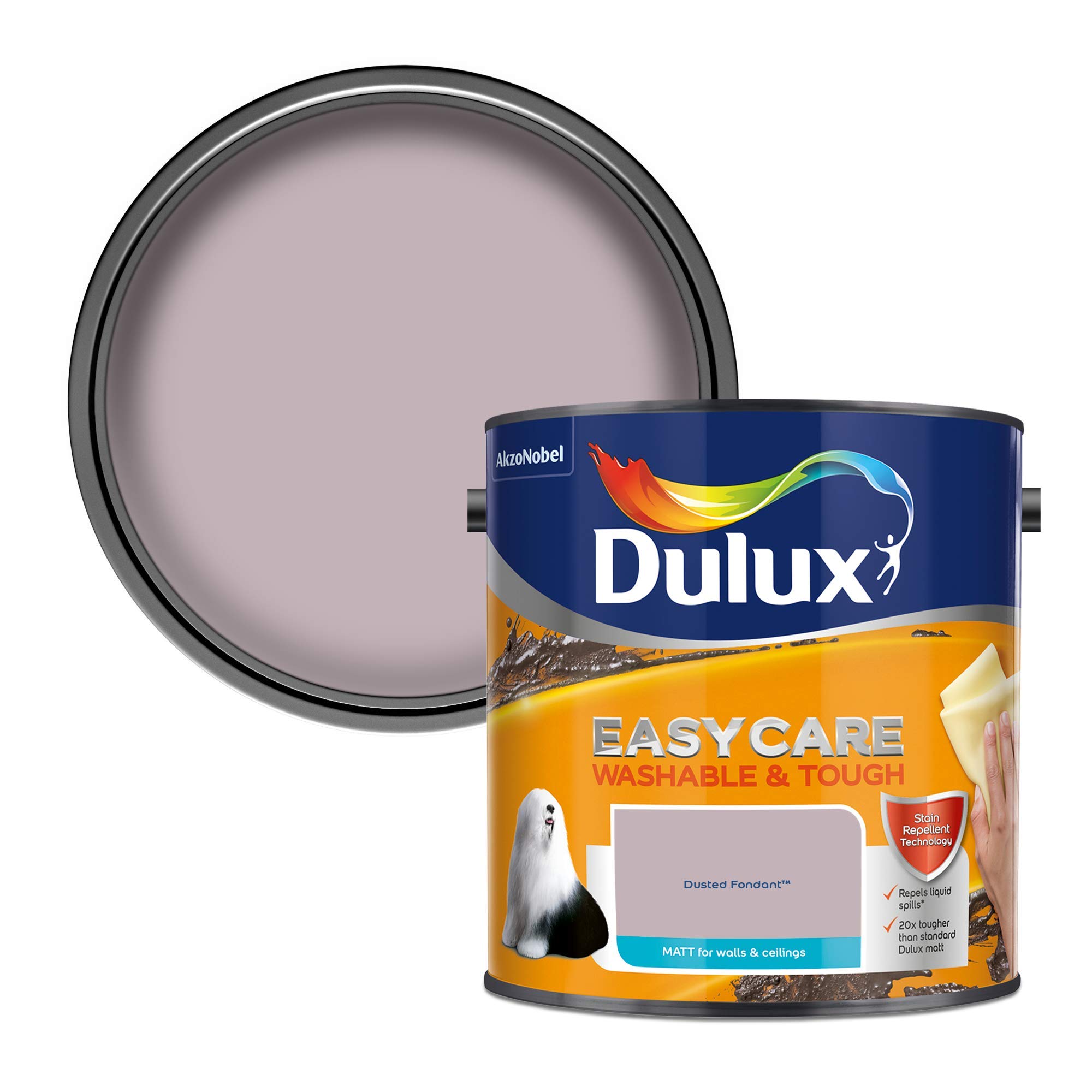 Dulux Easycare Washable & Tough Matt Emulsion Paint For Walls And Ceilings - Dusted Fondant 2.5 Litres