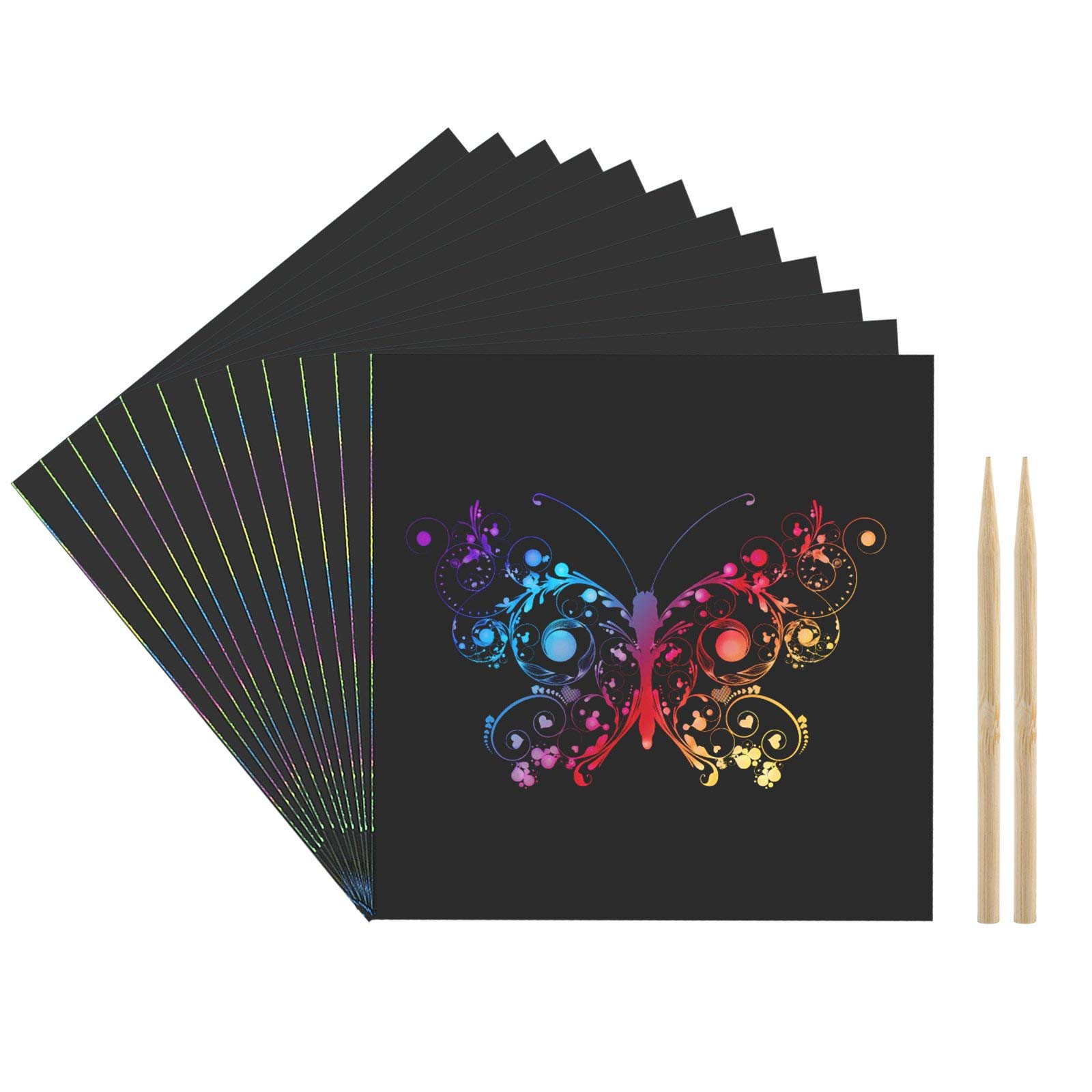 Kesote Rainbow Scratch Art for Kids, 100 Pcs Magic Scratch Paper Set with 2 Bamboo Stylus, Art and Craft for Kids, Birthday Gift & Class Gift
