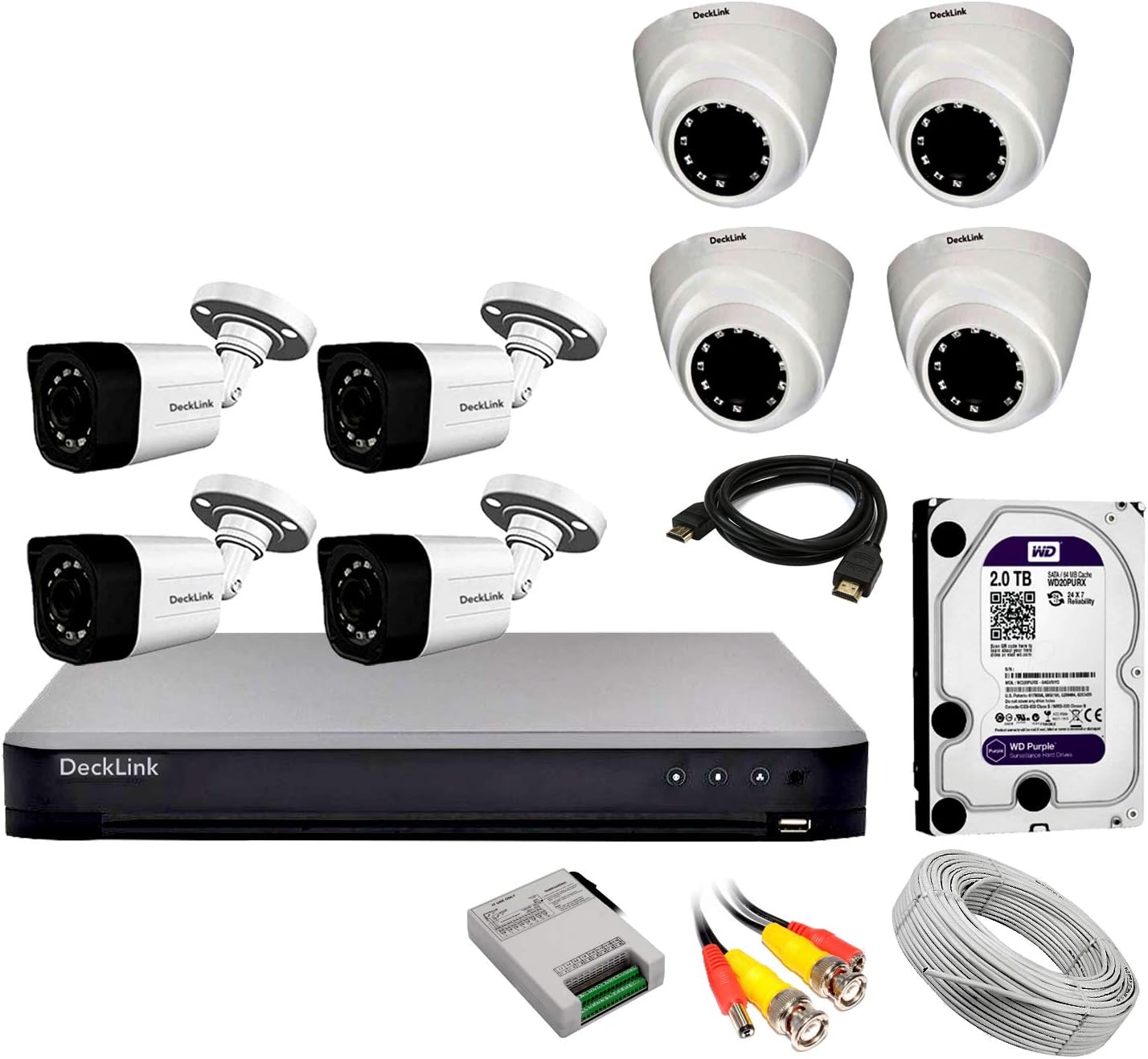 Buy DeckLink 2.4 MP CCTV Camera Full Set 4 Bullet 4 Dome + 8ch. 265