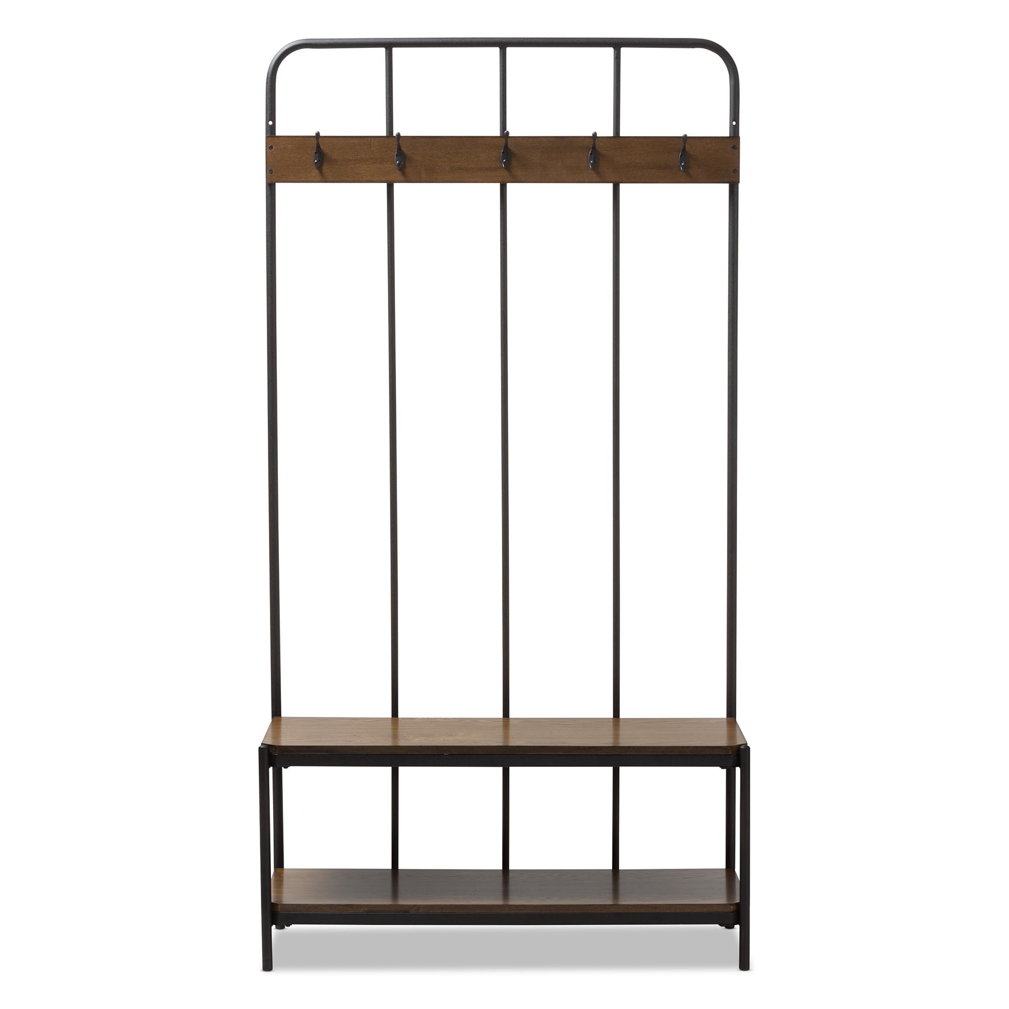 Baxton Studio Rustic Black Metal and Wood Entryway Hall Tree by LAVORIST