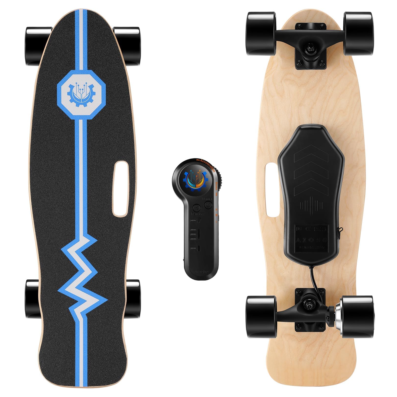 CAROMA Electric Skateboards with Remote, 350W Electric Longboard for Adults Teens, 12.4 MPH Top Speed, 8 Miles Max Range, 27.5