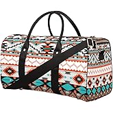Travel Duffel Bag for Women Men Aztec Western Ethnic Geometry Sport Gym Tote Bag Lightweight Weekender Overnight Bag Workout Bag Waterproof Foldable Carry on Luggage Handbag for Traveling Yoge