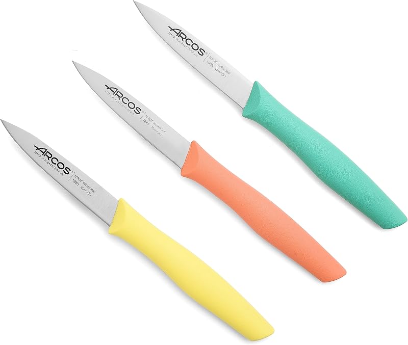 Nova, Set Coltello Sbucciare, Acciaio Inossidabile NITRUM 85 mm, Manico Polipropilene in 3 colori