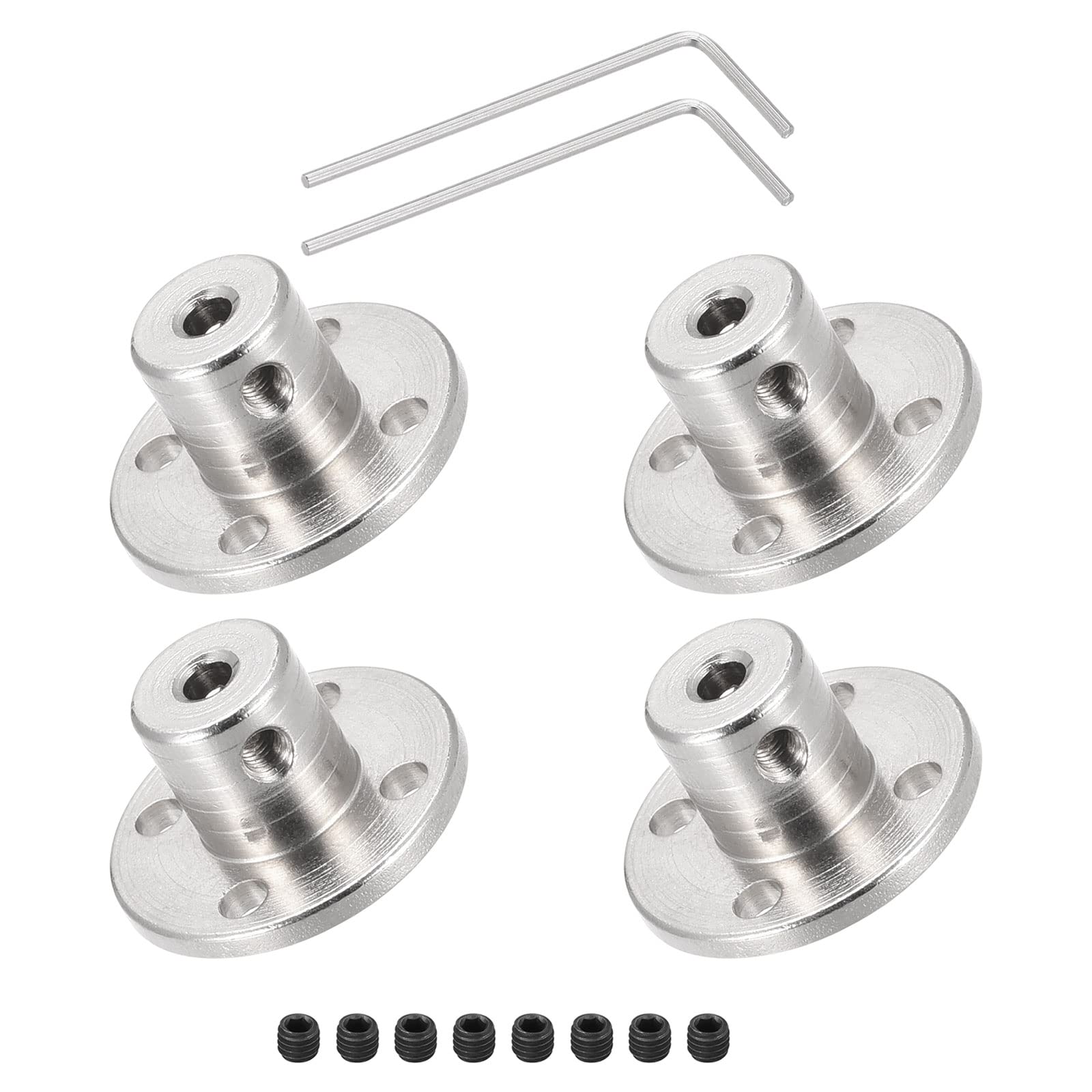 DMiotech 4 Pack 3mm Flange Coupling Connector Rigid Guide Shaft Support Coupler Shaft Coupling with M1.5 Hex Wrench and Screws for DIY RC Model Motors