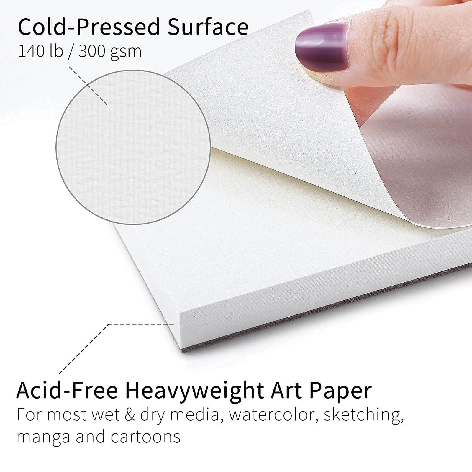 Funto Watercolour Paper, 9 x 12 inches, 2 Pack, 60 Sheets (300 gsm), Acid Free, Heavy Art Paper for Painting, Drawing and Art Supplies, Cold Pressed Watercolour Sketchbooks for Drawing