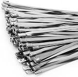 ZOOSUNX 304 Stainless Steel Cable Ties 8in 100Pcs Heavy Duty 250lbs