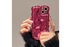FABSPARK Case for iPhone 13,3D Meteorite Bubble Pattern Electroplate Plating Glitter Curly Wavy Frame Glossy Case,Soft TPU Shockproof for iPhone 13 6.1 Inch,Hot Pink