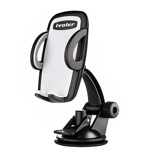 Soporte Movil Coche, iVoler® Ajustable Soporte Teléfono Coche Universal Car Mount con Ventosa para Parabrisas y Salpicadero de Coche 360 Grados Rotación para iPhone 7/7 Plus/6S/6s Plus/6/5S/5C/SE, Samsung Galaxy S7 Edge, Huawei P9, GPS, MP3 Player y más Ancho de 52-95 mm