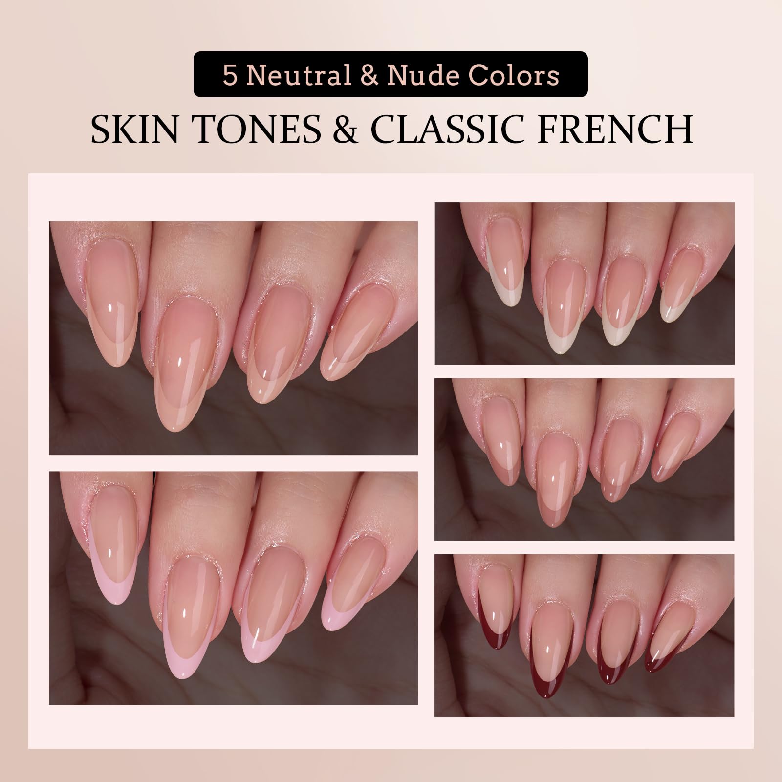 BTArtboxnails XCOATTIPS Press on Nails - French Tip Nails Medium Almond Shaped, Skin Tones Soft Gel Material Acrylic Fake Nails Gift for DIY at Home - Image 3
