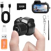 Mini Keychain Camera, FHD 1080p 8MP Mini Digital Camera with 32GB SD Card, 8 Creative Filters, 0.96" HD Display, 100 Mins Battery Life for Decorate Travel Recording Gifts (Black)