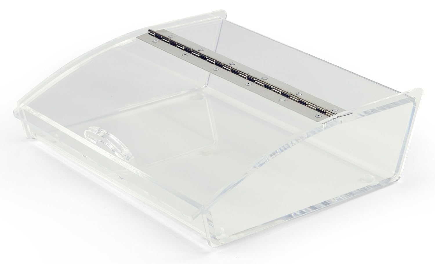 Countertop Food Display Case With Curved Lid, 11-7/8"w x 3-3/4"h x 11-1/3"d, Clear Acrylic With Hinged Door And Non-Skid Rubber Feet