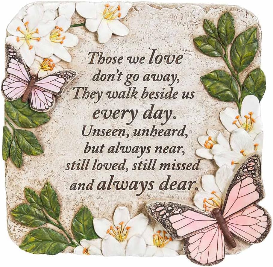 Hardscaping Materials - Evergreen Garden Memorial Stone | Those We Love, Butterflies | 12 Inches Wide | Remembrance for Loved One | Décor for Homes, Lawn, Outdoor or Indoor