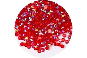 LAVIYO 1440 Pcs SS20 5mm AB Flatback Rhinestones for Nails Art Crafts Transparent Glitter Round Gems Crystals DIY Clothes Shoes(Clear Red AB)