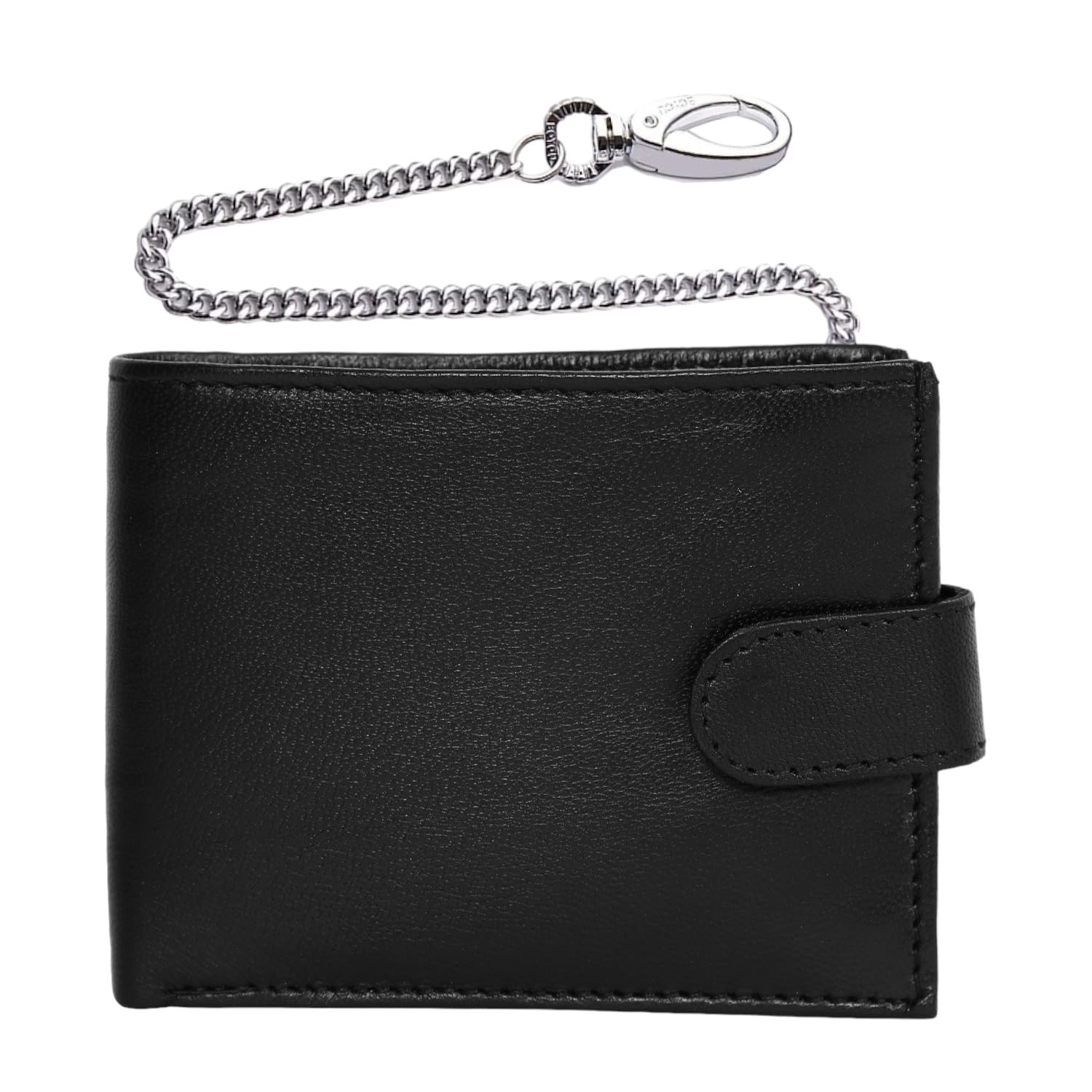 RAS Mens Genuine Leather Biker Coin Pocket Wallet with 31cm Key Belt Safety Chain 06