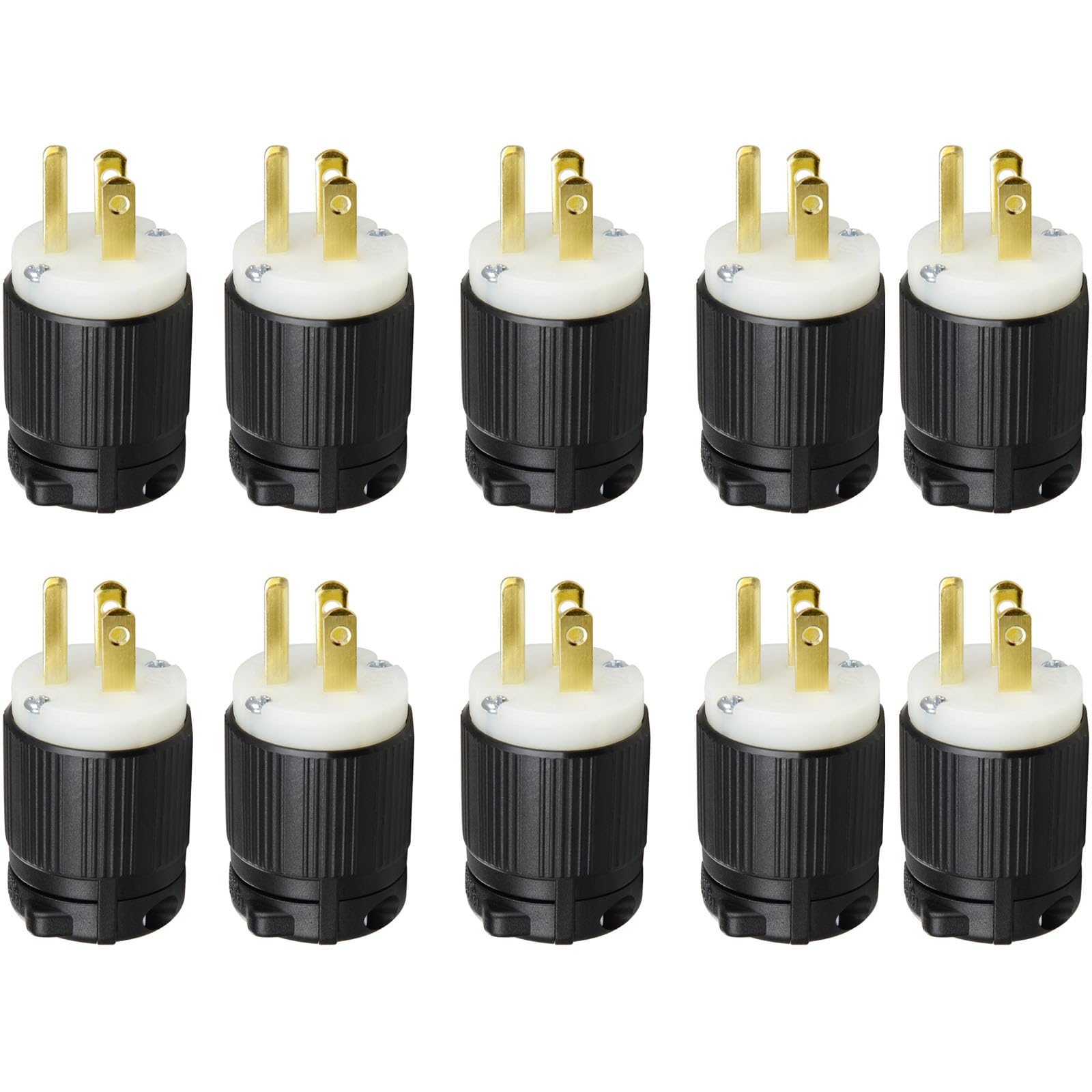 Photo 1 of 10-Pack, UL Listed NEMA 5-15P Male Electric Plugs, Extension Cord Ends Replacement, 125V 15 Amp, 2 Poles 3-Prong 3-Wire Connector