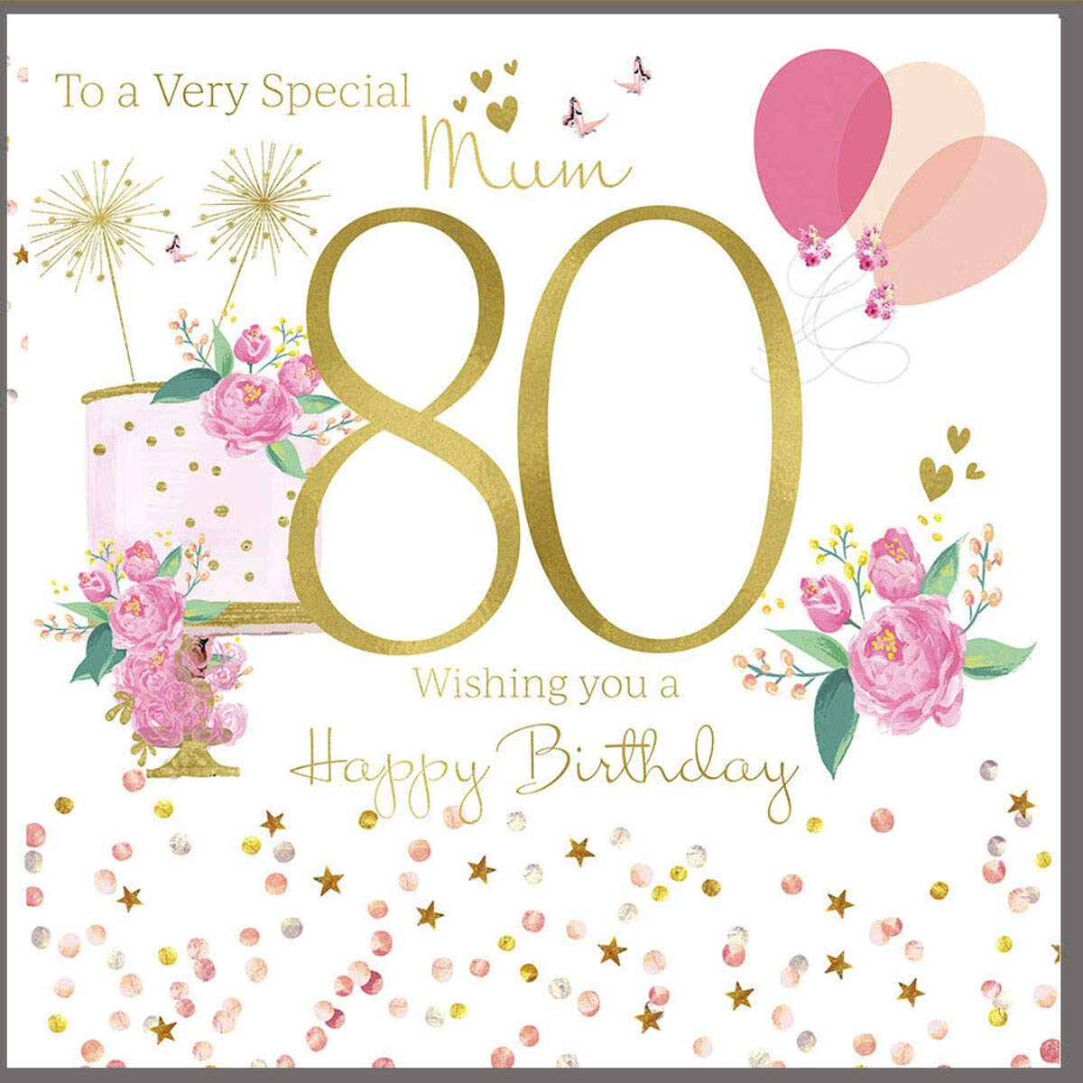 Large 80th Happy Birthday Card Mum - Rush Design