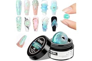 SUPWEE Solid Builder Gel for Nails - Aurora Green 3D Nail Art Non-Stick Hand Hard Gels for Carving Patterns Decoration Nail Extension Gel for Nails Mnicure DIY at Home 14g(0.49fl oz)