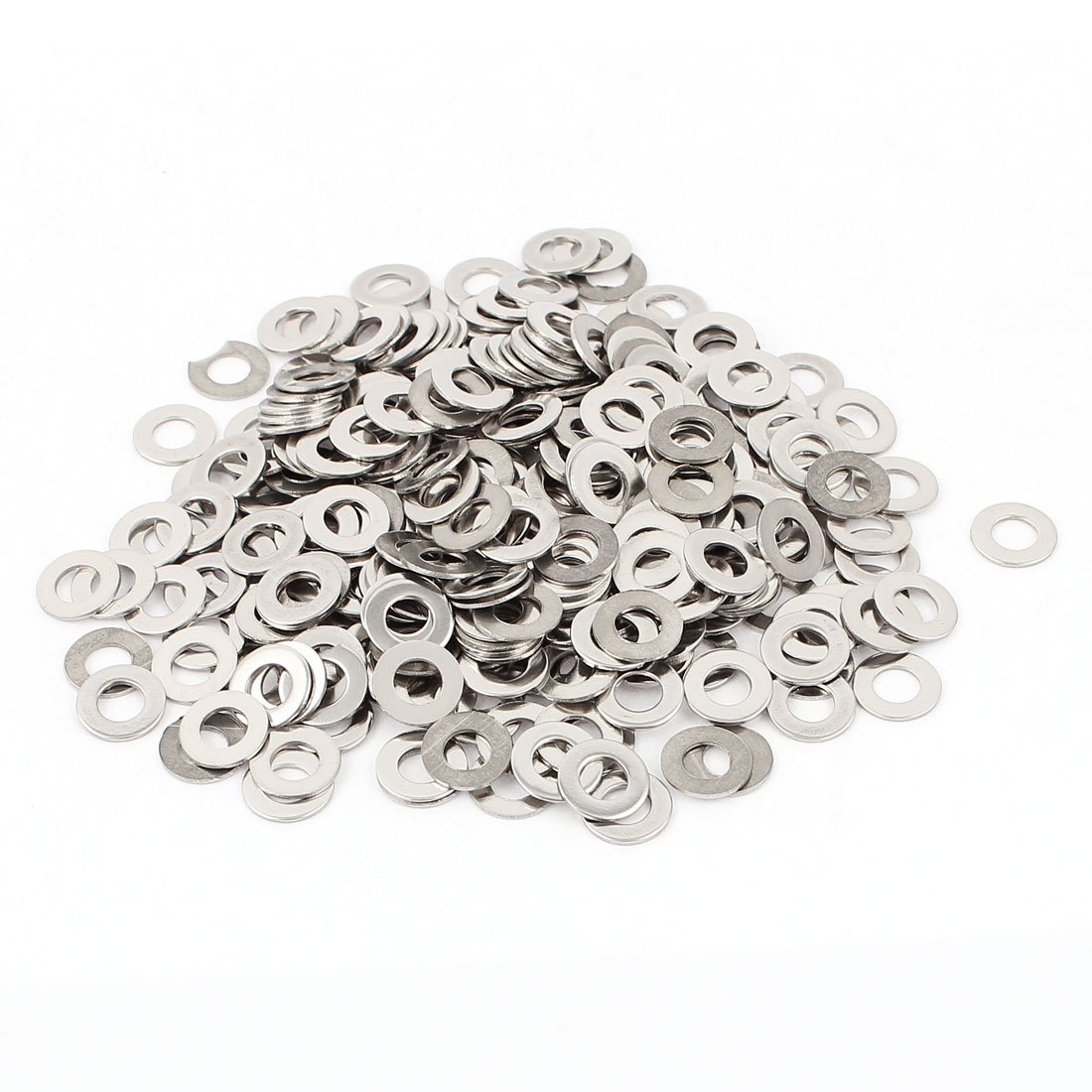 Sourcingmap 300pcs Stainless Steel Flat Washers M5 x 10mm OD Silver Tone
