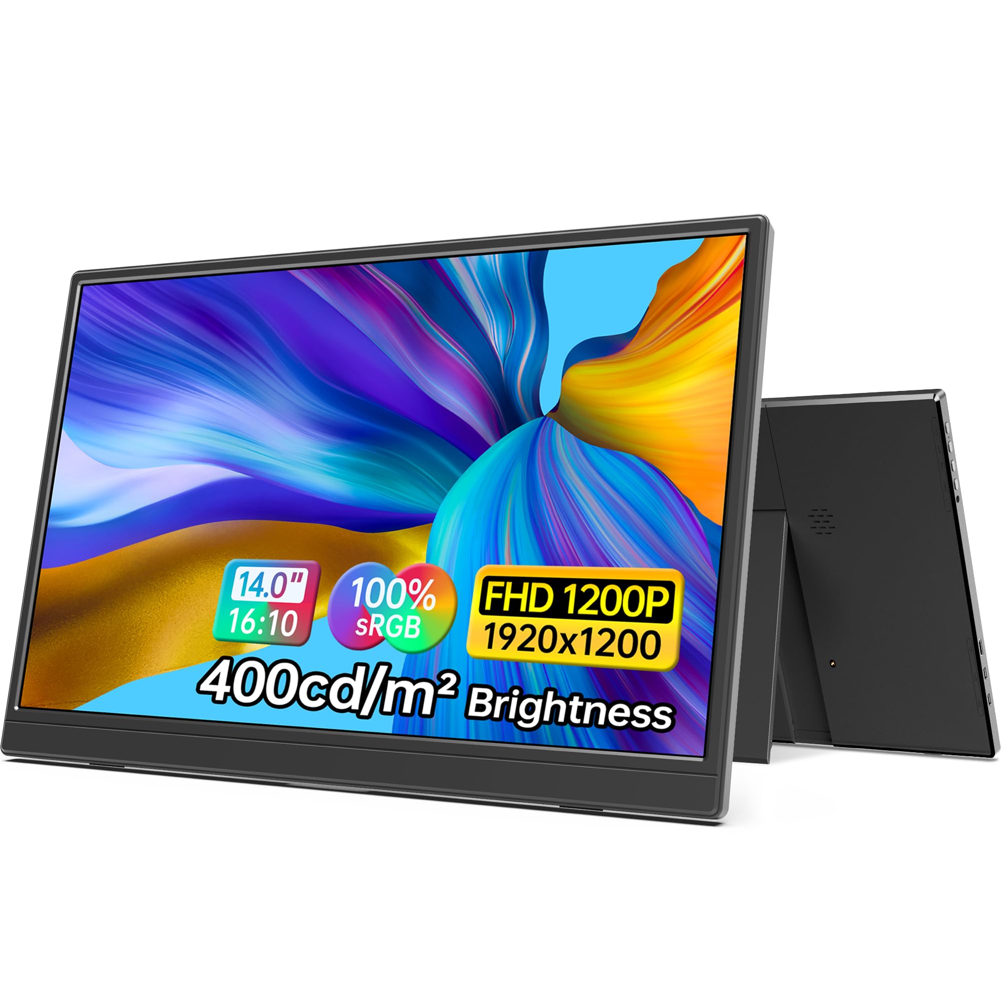 ForHelp 14‘ FHD 1200P IPS Portable Laptop Screen Single Right Side Expandable Monitor, Designed for 13-17’ Laptops USB-C, HDMI Interface. Compatible Devices PC, Mac, Windows, Android, Switch and PS5