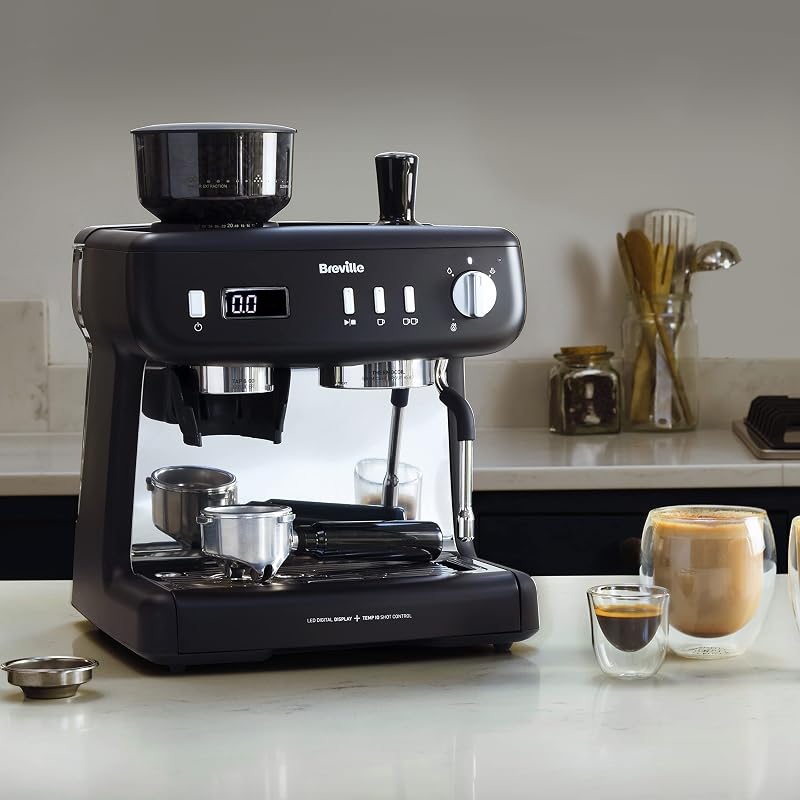 Barista Max+ Macchina per caffè espresso, latte e cappuccino, Macinatura e dosaggio intelligenti, Timer di estrazione di precisione, Montalatte integrato, Pompa italiana da 15 bar