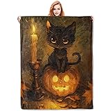 VANZEV Halloween Black Cat Throw Blanket, Cozy