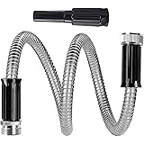 SIXWOOD Metal Short Hose 10FT, 5/8" Diameter, Stainless Lead Water Hose with Adjustable Nozzle, Heavy Duty Small Hoses for Ya
