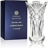 CS Crystal Vase 12-inch high, Cabbage Design, for Flowers & Decor. Lovely Nice Shiny Piece. Perfect as a Gift, Suitable for All Occasions