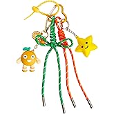 QTMY Cute Orange Star Rope Braided Keychain Bag Charms for Handbag Purse Backpack Accessories for Bogg Bag,741