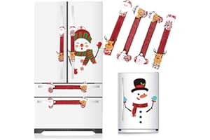 Whaline Christmas Refrigerator Handle Covers with Snowman Stickers Winter Appliance Handle Covers Ornament for Microwave Oven Dishwasher Fridge Decor