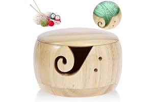 Fizocosisto Wooden Yarn Bowl Holder,Portable Knitting Yarn Bowl with Lid, Crochet Yarn Bowls for Knitters & Crocheters, Yarn Holder Dispenser Yarn Storage Bowls for Women Knitting Crochet Knit