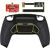 eXtremeRate Black Real Metal Buttons (RMB) Version Rise 2.0 Remap Kit for PS5 Controller BDM-010 020 Black Rubberized Grip Back Shell, Upgraded Programable Back Buttons Attachment for PS5 Controller