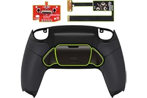 eXtremeRate Black Real Metal Buttons (RMB) Version Rise 2.0 Remap Kit for PS5 Controller BDM-010 020 Black Rubberized Grip Back Shell, Upgraded Programable Back Buttons Attachment for PS5 Controller