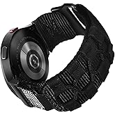 MOFREE Band for Samsung Galaxy Watch 7 6 4 5 Bands Men Women 40mm 44mm/Watchs 6 4 Classic 47mm 43mm 42mm 46mm/5 Pro 45mm/Active 2/FE, 20mm Nylon Woven Loop Sport Adjustable Strap for Men, Black