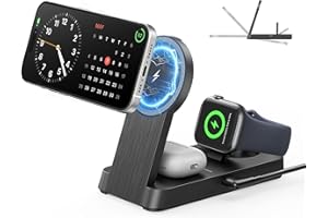KAILWOKK 3 in 1 Magnetic Wireless for iPhone Charging Station: Foldable Portable Charger for iPhone 17-12 Pro Max & Apple Watch & AirPods, for Apple Multiple Devices Charger for Home,Office&Travel